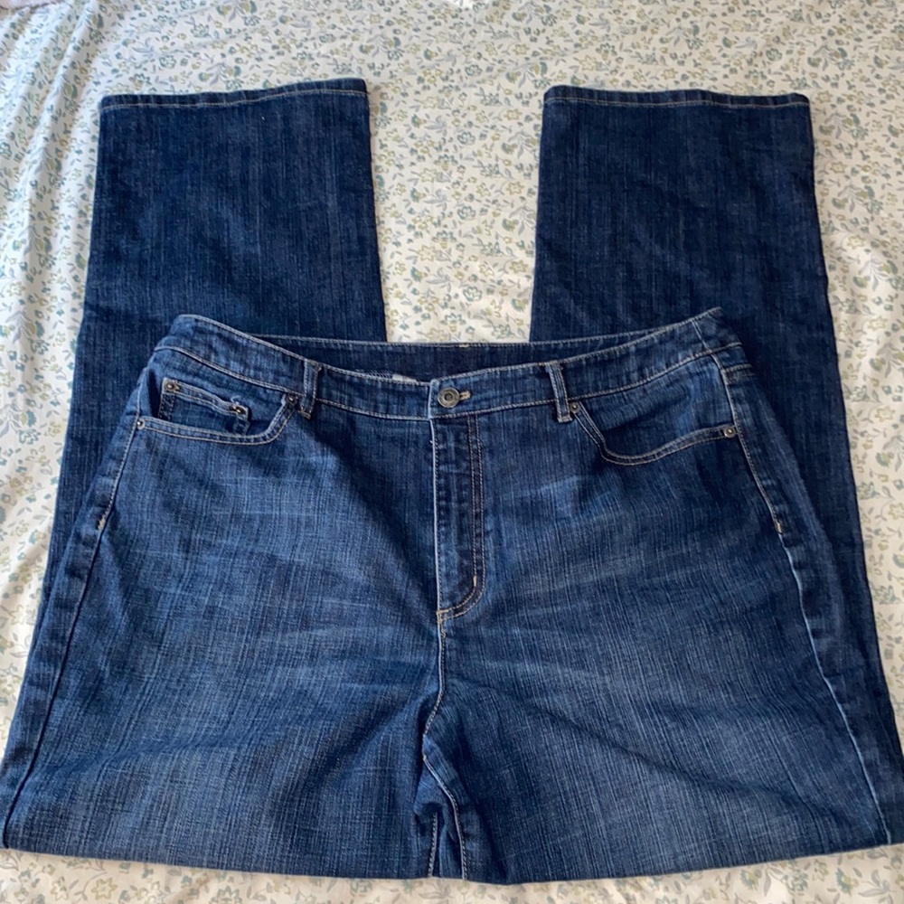 Talbots Stretch Cotton/Spandex High Rise Straight Leg Medium Wash Jeans-Size 16